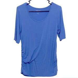 A Glow Maternity Medium Blue 1/2 Sleeve Stretchy Soft Scoop Neck